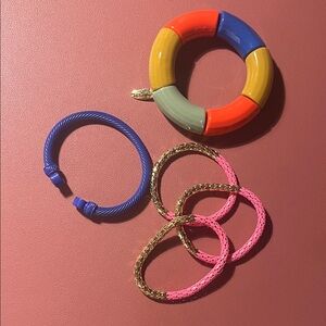 Plunder Multicolor Resin & Pink Gold Tone Stackable Bracelets
